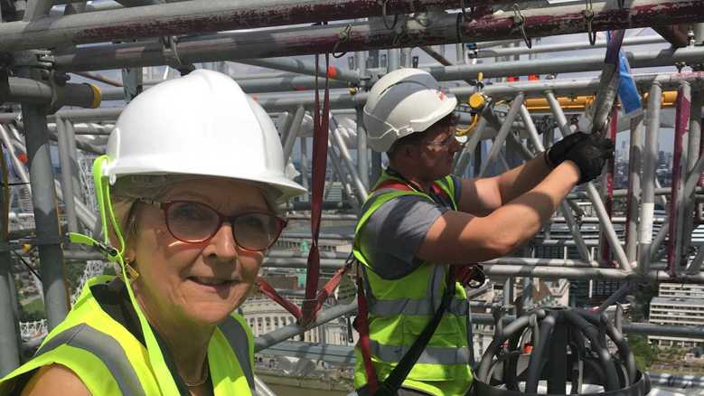 Liz at the topping out of Big Ben