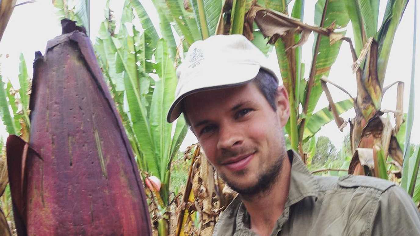 James with part of an enset inflorescence.jpg