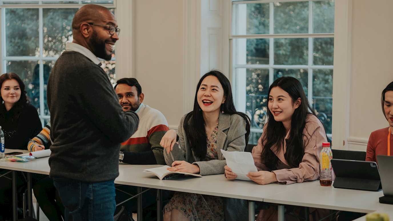 Teaching at Bedford Square, London. Students and member of academic staff.