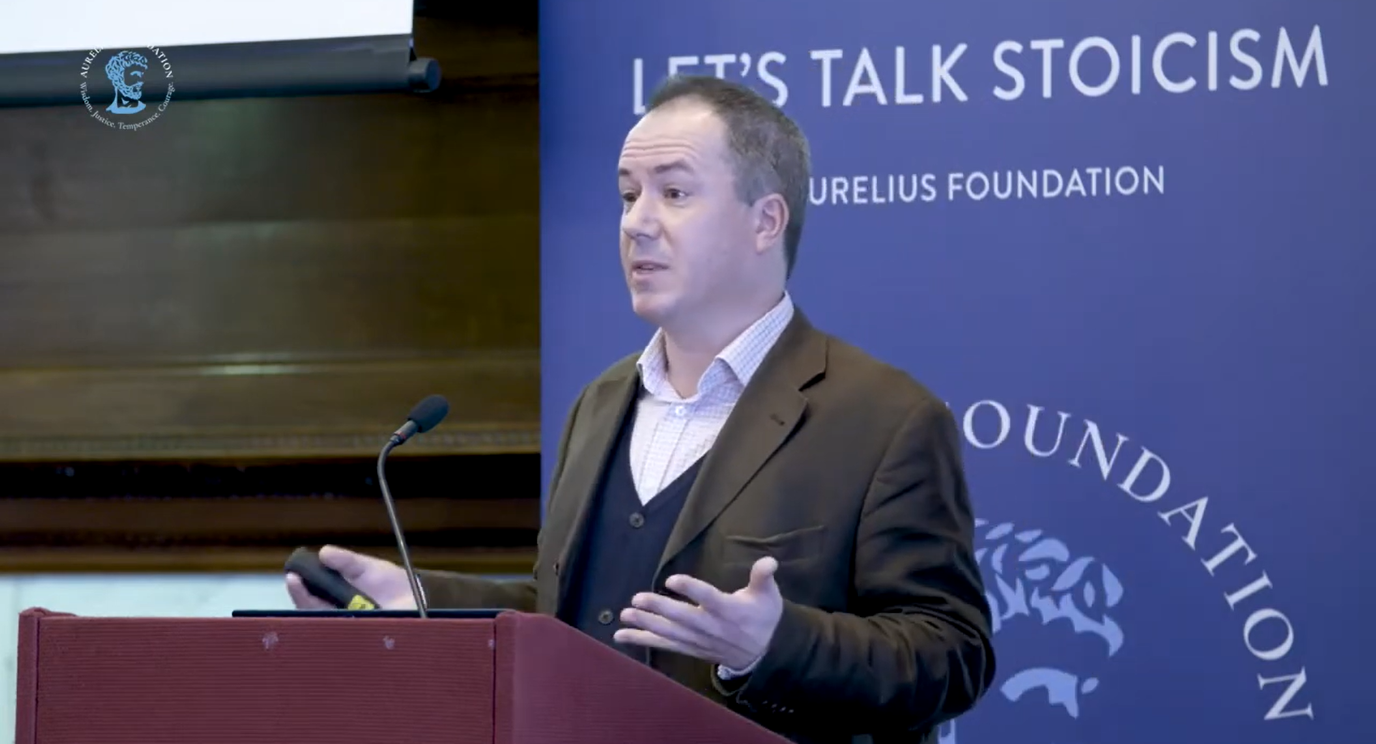  Dr Sellars speaking about Stoicism with the Aurelius foundation